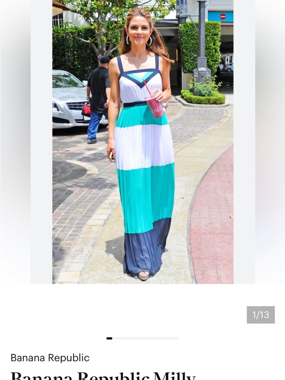 Banana Republic milly dress Stripe Panel Maxi Dress in White, Teal & Black